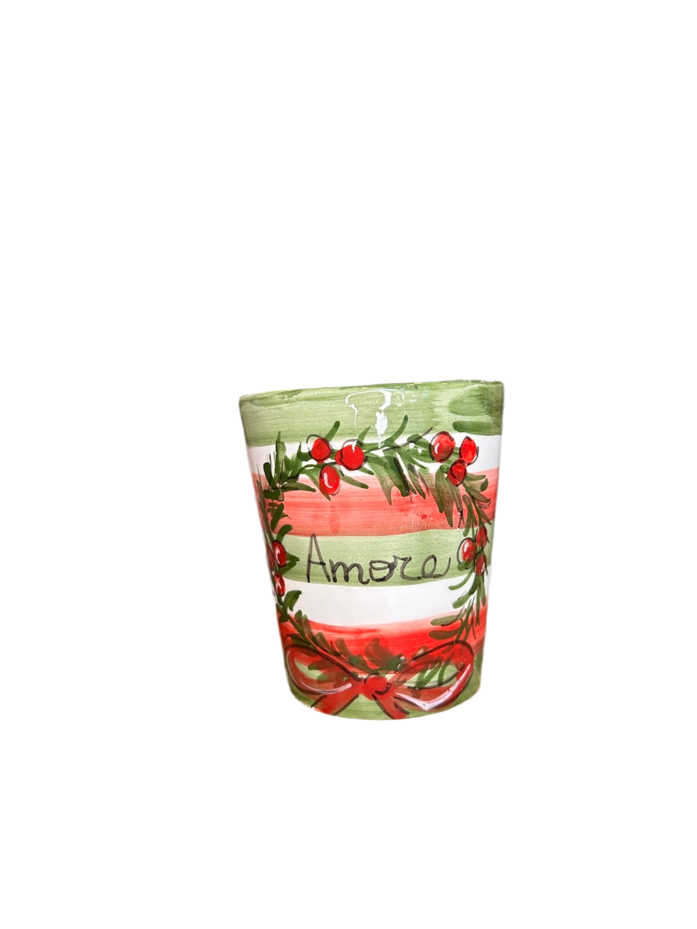Bicchiere in ceramica natalizio con scritta