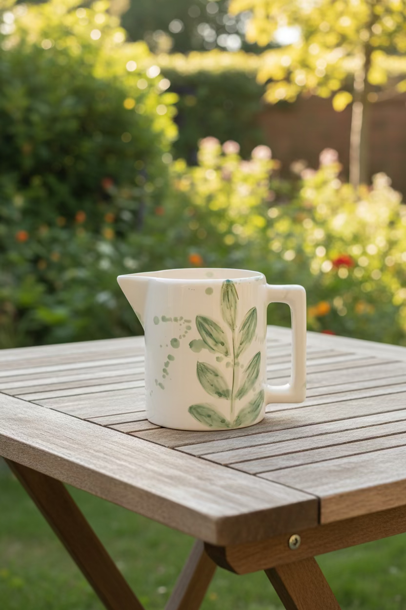 Brocca ceramica con foglie