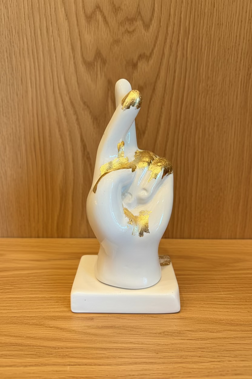 Mano bianca e oro