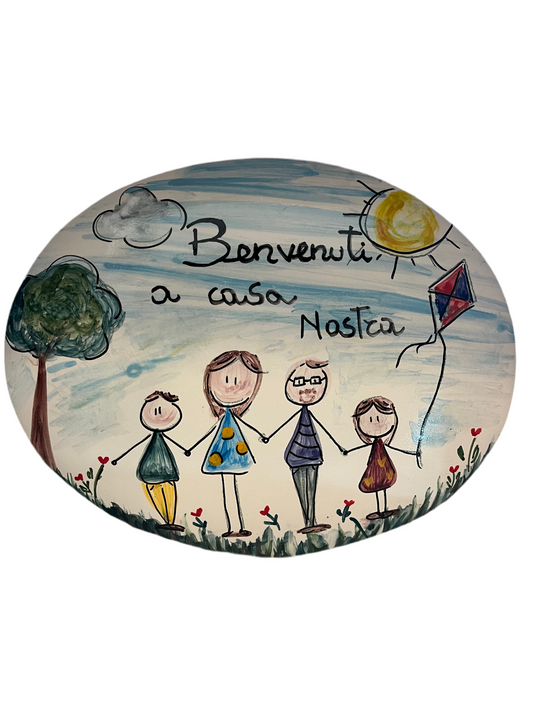 Fuoriporta ovale ceramica family