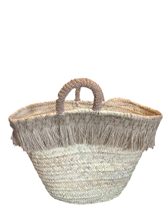 Borsa paglia grande manici rivestiti