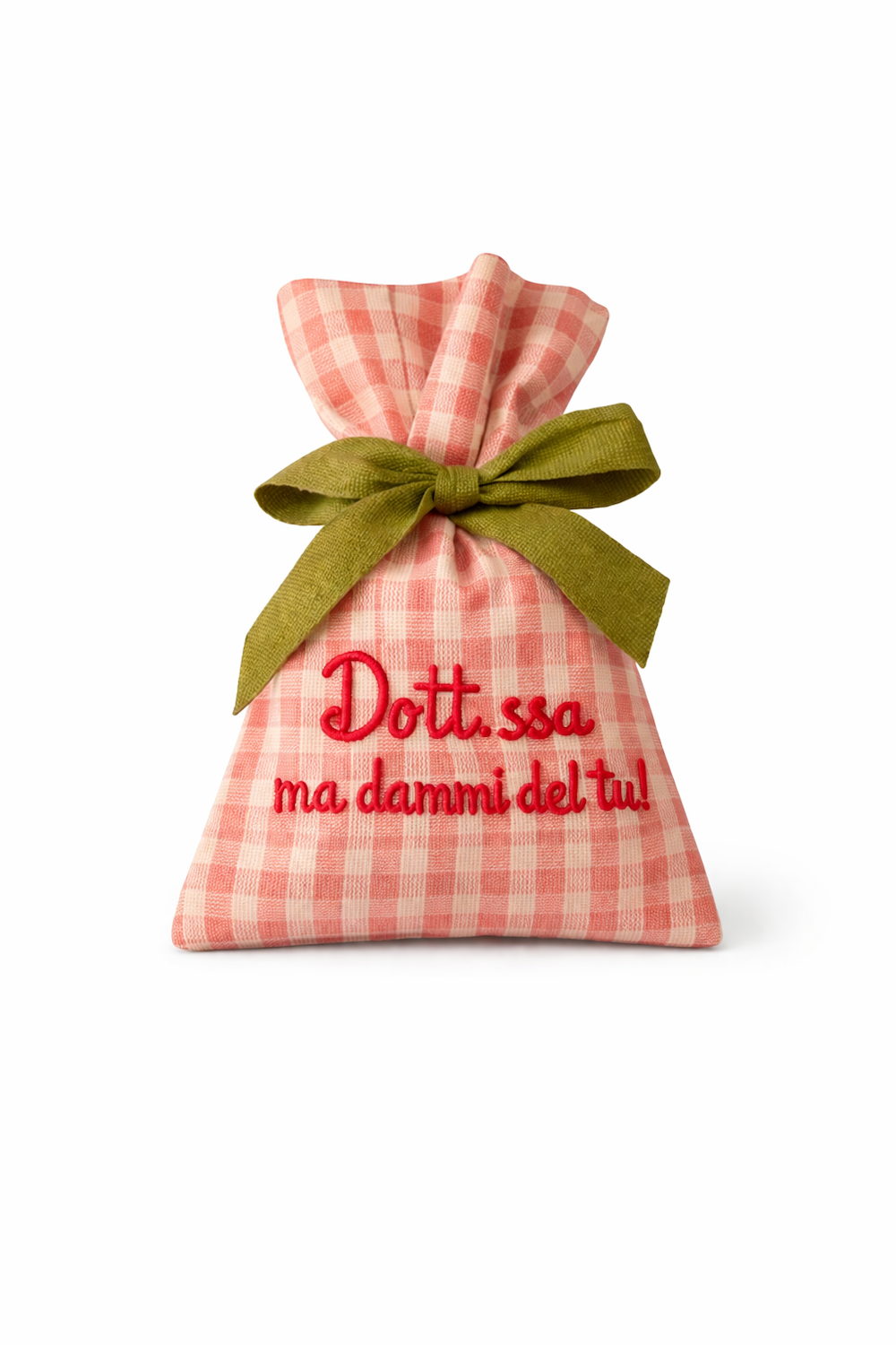 Sacchetto con frasi ricamate