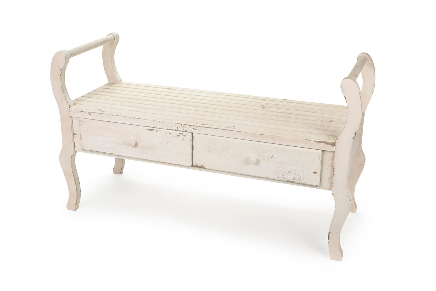 panchina in legno con cassetti